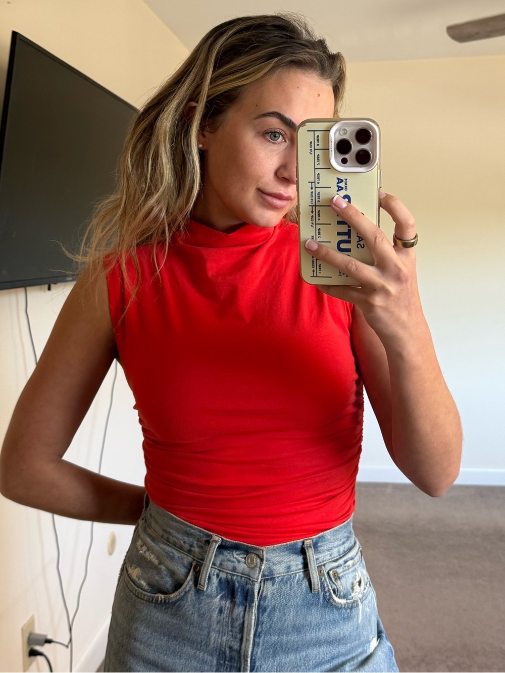 Anthropologie bright coral top